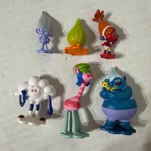 6 Pcs Trolls Poppy Branch Action Figures Cake Toppers Doll Toy